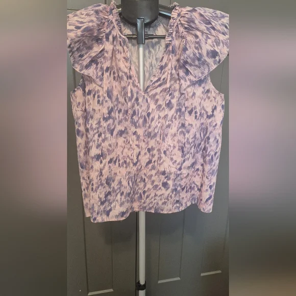 Rails Karysa Pink Ikat Flutter Sleeve Cotton Top Blouse V‑Neck Boho - Picture 5 of 10